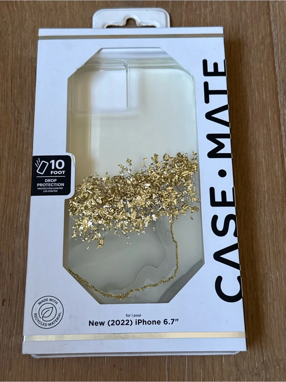 New CASE-MATE Gold Glitter Marble Phone Case for iPhone 6.7